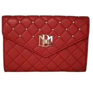 Badgley Mischka Red Quilted Crossbody Clutch